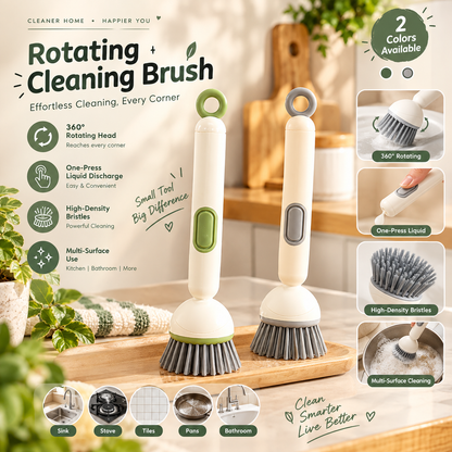 Long Handle Liquid Adding Rotating Wok Brush Kitchen Special Multifunction Cleaning Brush