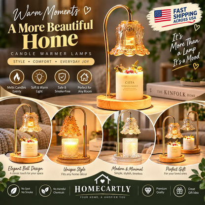 Candle Warmer Lamp with Timer & Dimmable Light – Flameless Candle Warmer for Cozy Home Ambience, Bedroom & Living Room